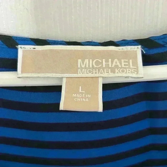 Michael KORS Blue and black sleeveless striped tank size large - Picture 3 of 5